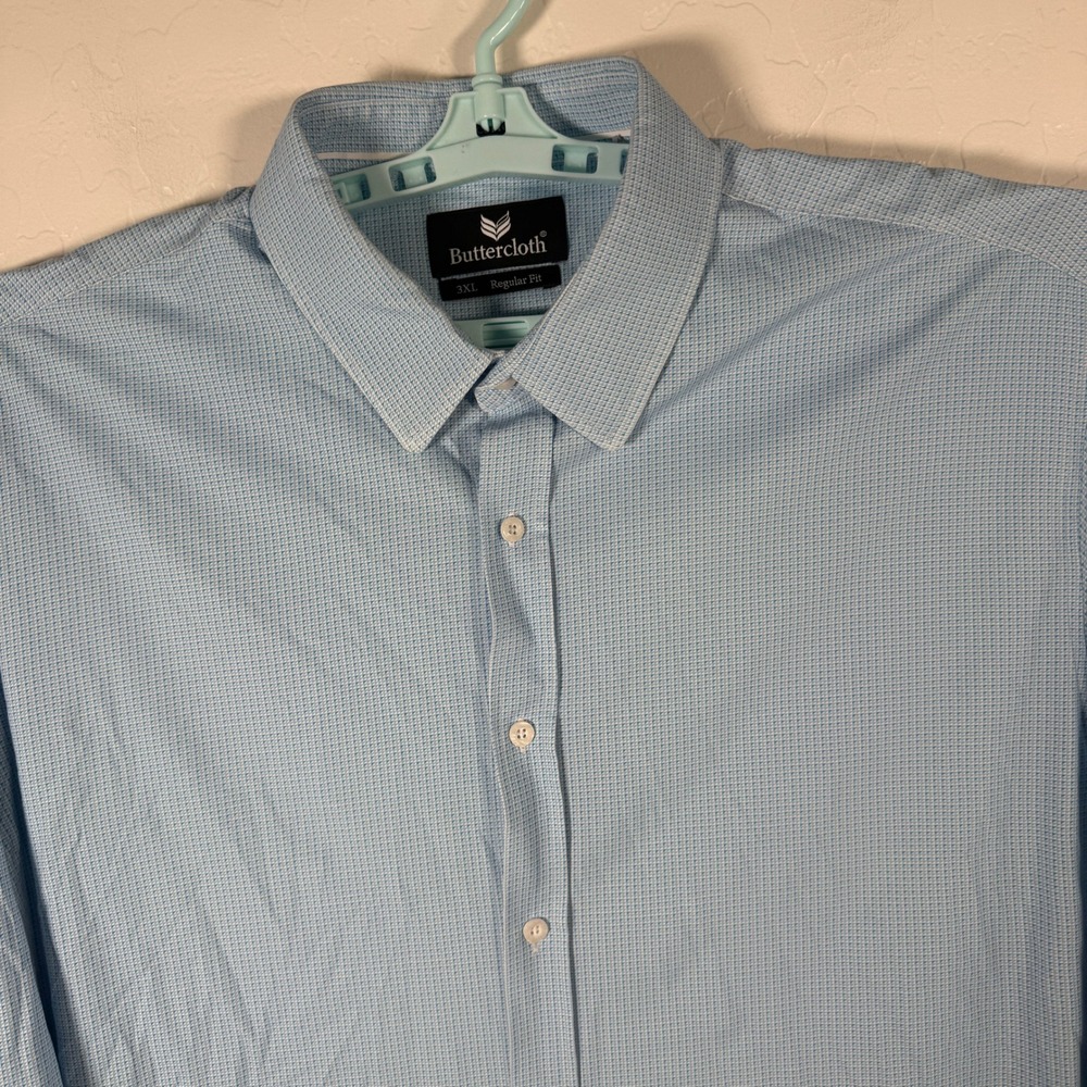 Buttercloth Shirt Mens 3XL Blue Icy Cotton Regular Fit Long Sleeve Button Up